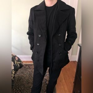 MEN'S Jlux Classic Double Breasted Trench Coat Black